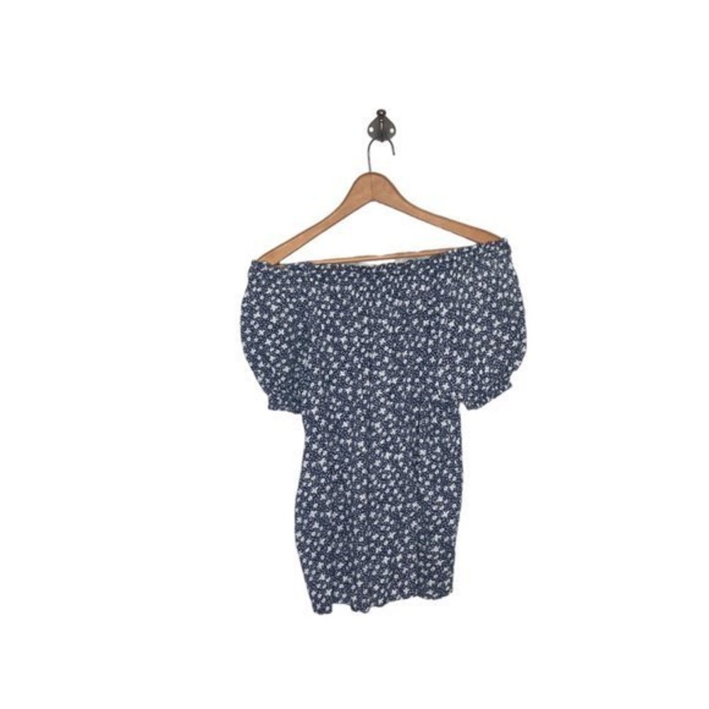 Polo Ralph Lauren Girls Size XL 16 Navy Blue White Floral Off The Shoulder Top - Picture 2 of 4